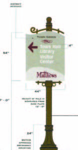 THIS WAY, PLEASE â€” The same style and lettering is used by the town of Matthews, N.C., for all the signage in its downtown district directing visitors to public, educational and cultural facilities. The same should be done in Bridgton, members of the Community Development Committee believe.   