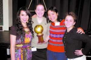 Maine World Quest Champions, left to right: Amina Meziani, Mackenzie McHatton, Mizuki Ishida and Sage Tocci.