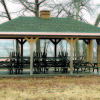 EFFORT TO COMPLETE GAZEBO WORK at Crystal Lake Park is underway in Harrison. (Gulbrandsen Photo)