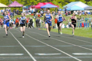 TOP TIMES IN MAINE â€” Kate Hall of Lake Region (second from the right) set all-time best sprint times in Maine at Monday's Western Maine Conference Championships. (Rivet Photo) SP w22 wmc track results WMC Championship Girls Highlights Division 1 Standings: Greely 151, York 131, Lake Region 112, Falmouth 109, Fryeburg Academy 33, Poland 26, Cape Elizabeth 13, Gray-New Gloucester 12.  100 Meter Dash - Kate Hall (Lake Region High School) 11.82; Charlotte Cutshall (Falmouth High School) 13.16; Emma Van Wickler (Falmouth High School) 13.20; Zsofi Kaiser (Lake Region High School) 13.35; Ashley Lomasney (York High School) 13.45; Gabriella Martineau (Gray New Gloucester High School) 13.50. Prelims: Kate Hall (Lake Region High School) 11.68; Charlotte Cutshall (Falmouth High School) 13.15;; Emma Van Wickler (Falmouth High School) 13.15; Zsofi Kaiser (Lake Region High School) 13.23; Gabriella Martineau (Gray New Gloucester High School) 13.39; Ashley Lomasney (York High School) 13.43; Samantha Robinson (York High School) 13.45; Katherine Bullock (York High School) 13.47; Oriagna Inirio (Fryeburg Academy) 13.48; Maggie Seitz (Falmouth High School) 13.50; Anni Ball (Cape Elizabeth High School) 13.61; Sarah Ingraham (Greely High School) 13.64; Madison Mckenney (Greely High School) 13.89; 1600 Meter Race Walk: Kayla Gray (Lake Region High School) 8:20.73; Kaileigh Wimert (Falmouth High School) 8:35.26; Madeline Leroux (York High School) 9:16.18; Siana Emery (Greely High School) 9:25.91; Ashanah Tripp (Fryeburg Academy) 9:31.91; Hannah Will (York High School) 9:32.91. 200 Meter Dash: Kate Hall (Lake Region High School) 24.96; Lexi Dietrich (Freeport High School) 27.81; Emma Van Wickler (Falmouth High School) 28.39; Zsofi Kaiser (Lake Region High School) 28.44; Katherine Bullock (York High School) 28.52; Oriagna Inirio (Fryeburg Academy) 28.70. 400 Meter Dash: Sarah Sparks (Falmouth High School) 1:05.02; Kelsey Winslow (Lake Region High School) 1:05.02; Sarah Panteleos (York High School) 1:05.04; Hannah Perkins (Lake Region High School) 1:06.12; Charlotte Reilly (York High School) 1:06.37. Discus: Gwen Sawyer (Greely High School) 101-3; Alyssa Casarez (Greely High School) 98-0; Molly Hook (Lake Region High School) 89-10; Sarah Hancock (Lake Region High School) 89-7; Kiersten Dyhrberg (Falmouth High School) 88-11; Bailey Friedman (Fryeburg Academy) 84-9; Lydia Farmer (Falmouth High School) 83-6. Javelin: Elizabeth Grzyb (Fryeburg Academy) 104-11; Kelsey Winslow (Lake Region High School) 103-1; Kierstin Stritch (Gray New Gloucester High School) 91-9. Long Jump: Kate Hall (Lake Region High School) 18-4; Katherine Bullock (York High School) 16-7.5; Charlotte Cutshall (Falmouth High School) 16-6; Sarah Ingraham (Greely High School) 15-10; Anni Ball (Cape Elizabeth High School) 15-8. Pole Vault: Jamie Gullikson (Fryeburg Academy) 9-0; Sophia Mcmonagle (Greely High School) 8-0. Shot Put: Gwen Sawyer (Greely High School) 40-7; Abby Vogel (Yarmouth High School) 34-3; Alyssa Casarez (Greely High School) 31-9.75; Bailey Friedman (Fryeburg Academy) 31-6.75. Triple Jump - Claire Leroux (York High School) 32-9; Hannah Keisman (Greely High School) 32-8; Sarah Ingraham (Greely High School) 32-7.75; Kaley Sawyer (Greely High School) 31-10.5; Sarah Panteleos (York High School) 31-9.75; Liz Audet (Gray New Gloucester High School) 31-8; Savannah Devoe (Lake Region High School) 31-5.75; Maggie Seitz (Falmouth High School) 30-11.5; Lydia Farmer (Falmouth High School) 30-4.25. Boys Highlights Division 1 Standings: Falmouth 140, Greely 133, York 127, Fryeburg Academy 66, Gray-New Gloucester 54, Cape Elizabeth 31, Poland 23, Lake Region 15. 200 Meter Dash: Jacob Buhelt (Falmouth High School) 23.00; Forrest Stearns (Fryeburg Academy) 23.55. 400 Meter Dash - Joe Vogel (York High School) 51.47; Forrest Stearns (Fryeburg Academy) 53.08. 800 Meter Run: Will Shafer (Gray New Gloucester High School) 1:58.71; Liam Campbell (Greely High School) 2:08.69; Azad Jalali (Falmouth High School) 2:09.44; Eric Hannes (Fryeburg Academy) 2:09.81. Discus: Shreyas Joshi (Falmouth High School) 128-3; Edward Price (Fryeburg Academy) 125-10; Walker Mallory (Fryeburg Academy) 108-06; Andrew Lyman (Fryeburg Academy). Javelin: Jack Bouchard (York High School) 144-8; Nick Sprague (Greely High School) 142-3; Scott Espling (Gray New Gloucester High School) 139-1; Mark Macdougall (Lake Region High School) 137-1. Shot Put: James Ferrar (Greely High School) 45-5.5; Bright Amoako (Fryeburg Academy) 43-7.5; Andrew Lyman (Fryeburg Academy) 42-7.5; Anthony Benedict (Poland Regional High School) 41-1.75. 
