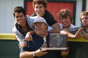 CALLING IT A COACHING CAREER â€” After 13 seasons, 166 victories and three state championships, Fred Apt has stepped down as Fryeburg Academy's varsity softball coach. Here, he celebrates a state title with fans. (Rivet Photo)