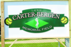 It was a proud and very emotional moment for the Carter family of Casco with the unveiling of the Laurie Carter-Bergen Memorial Field sign.