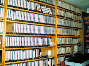 VHS MEMORIES â€” One wall along the back room at Lake Region Television is filled by old VHS tapes.  