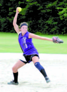 HERE COMES THE PITCH â€” Kolby Woods fires a pitch during Maine Panther travel softball play.