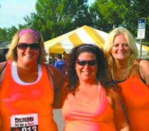 FOR A GOOD CAUSE â€” Left to right, Kelly Johnson of Bridgton, Joanne Jordan of Poland and Cynthia Bianco of Naples formed the team, "Will Tri Anything," and took part in the 2013 Tri for a Cure in South Portland last month.