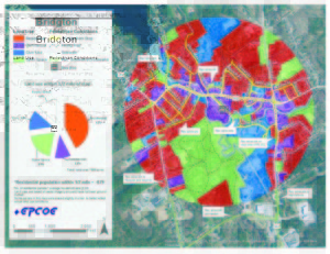 THIS LAND USE map depicts the Lakes Region Bus stop, at the Community Center, out to a one-half mile radius. (Courtesy of GPCOG)