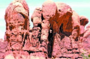 ELEPHANT ROCK, also known as Elephant Butte, located in Arches National Park in Moab, Utah. According to the National Park Service, more than one million people visit the Arches annually. (Photo courtesy of Lynne Potter)