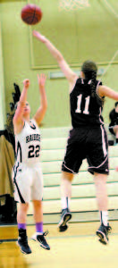 JULIA QUINN got off to a hot start for Fryeburg Academy, knocking down three pointers. Here, she just gets a shot off before Greely center Ashley Storey could block it. (Rivet Photo) RAIDER GIRLS Heal Rank: #9, 7-9 Tuesdayâ€™s result: Playing against another conference heavyweight in back-to-back games, the Raiders played York tough on the Catsâ€™ home floor but fell 54-48.  FA trailed 15-8 after one and 23-18 at the break. After being outscored 19-13 in the third, the Raiders won the fourth quarter, 17-12. Julia Quinn paced the Raiders with 14 points, while Mackenzie Buzzell chipped in 12, Lexi Lâ€™Heureux-Carland had 10, Nicole Bennett 7, Sage Boivin 4 and Emily Grzyb 1. Games left: Home tonight, 6:30 p.m., against Sacopee Valley (#12 in Class C West at 9-7); home game Friday, Feb. 6 against Cape Elizabeth (#8, 9-7), at 6 p.m. This game will likely settle who hosts the prelim tourney game with just two tourney points separating the clubs. 