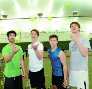 SET TO SERVE â€” Left to right, Nacho Calleja, Tristin Rother, Teddy Antelj and Jonathan Burk.