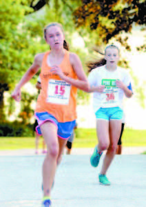 TOP GIRLS Shannon LeVangie (#15) and Jillian Davis finished 1-2.