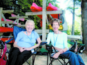 REMINISCING ABOUT CAMP ARCADIA â€” the all-girlsâ€™ overnight camp, are sisters Eleanor Tracy Cochran and Ann Tracy Ross, who attended in the 1930s and â€˜40s. (De Busk Photo)   