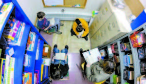 TIGHT QUARTERS â€” Staff attempted to make this space as comfortable as possible with small camp chairs and foam padding for the floor. When all students are present, the space is undeniably crowded and not conducive to most activities.