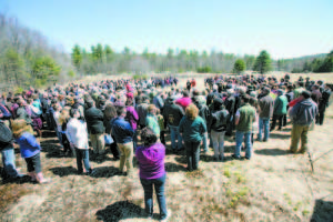 Hundreds gathered at a field in the Holt Pond Preserve last Sunday to celebrate Adam Perron's life. (Photos courtesy of Kevin Murphy)