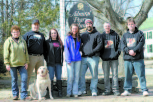 A SPIRITED TRIP TO THE ADMIRAL PEARY INN in Fryeburg by the Maine Afterlife Research Society members. Pictured left to right, inn owner Donna Pearce, MARS investigators Toby Hartford, Toni London, Kassie Scott, Dan Scott, Tim Michaud and Phil York. (Rivet Photo)