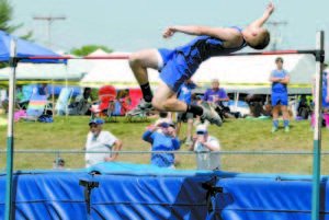 MARCUS DEVOE tied the facility record with a high jump of 6-feet 2-inches and nearly broke that mark during the Western Maine Conference Championships Saturday. Marcus was named the meet's Top Male Field Events Performer by coaches. (Rivet Photos)