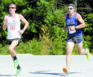 Silas Eastman (right) won his sixth straight Lovell Old Home Days 5K race with Kenneth Foster second. (Rivet Photos)