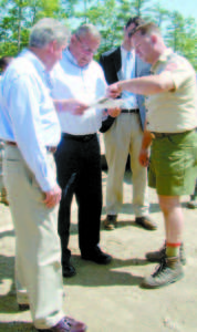  GOV. PAUL LEPAGE TAKES A TOUR of Camp William Hinds in Raymond on Tuesday during distinguished visitorsâ€™ day. (De Busk Photo) NW dd30 Camp Hinds photo 4 A FUTURE DINING HALL is being constructed for the Boy Scouts of America Pine Tree Council as a group tours Camp William Hinds and learns about the U.S. militaryâ€™s Innovative Readiness Training (IRT) program. (De Busk Photo)