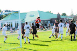 SKY HIGH FOR  SAVE made by Fryeburg Academy goalie Will Zeliff in a 3-0 shutout over Freeport. (Rivet Photo)