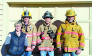 LOCAL HEROES TAKING ON LUNG ASSOCIATION CLIMB â€” Training and raising funds for the American Lung Associationâ€™s Fight for Air Climb Boston are Lovell firefighters (left to right) Steve Armington, Evan Armington and Mark Moulton. Pictured with team manager Beth Armington, the Lovell team currently is the leading fundraiser amongst over 100 fire departments that will take part in the Feb. 4, 2017 event. 